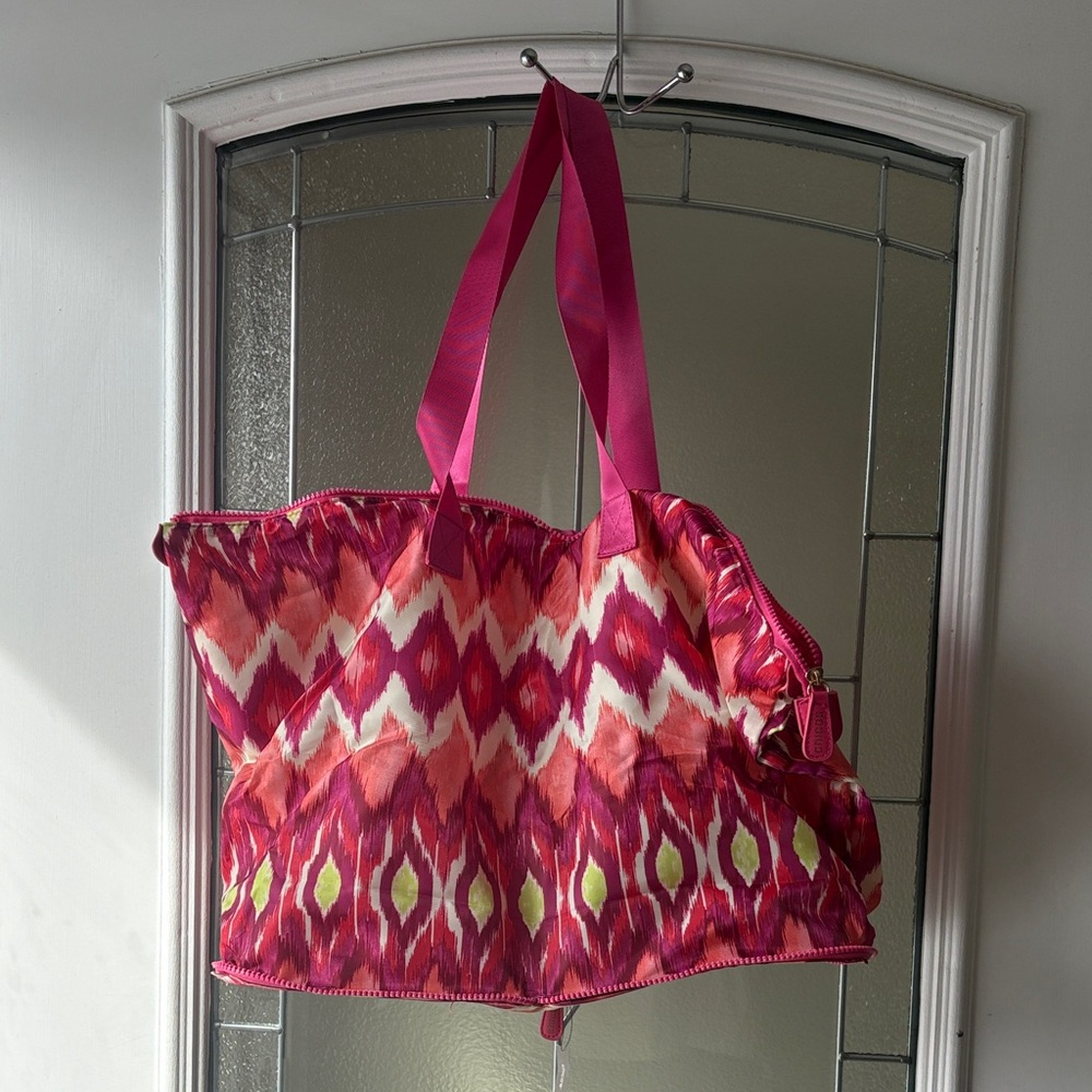 Chico's collapsable Vibrant Pink and Red Tote Bag